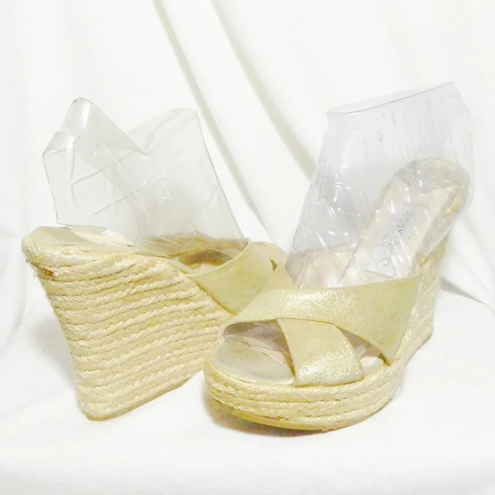 Jimmy Choo Shimmery Espadrille Slides Eu 39